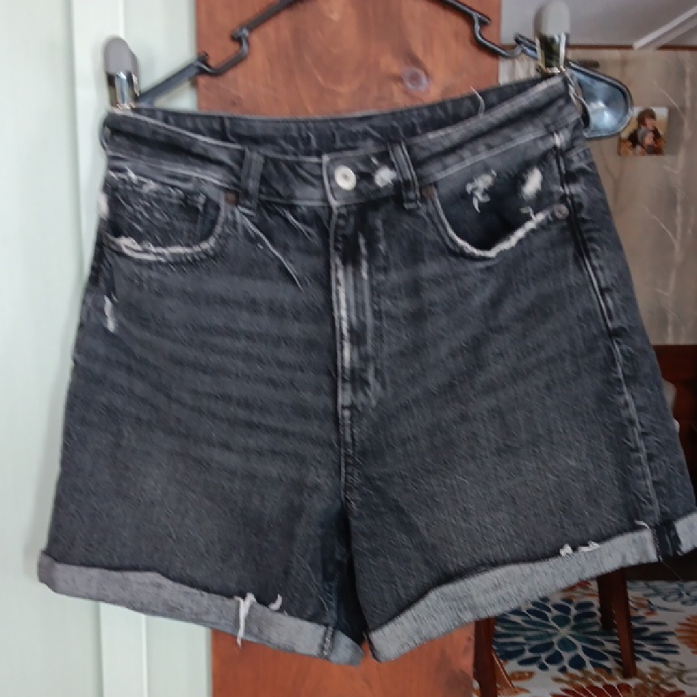 American Eagle Outfitters Distressed Black Jean Shorts
